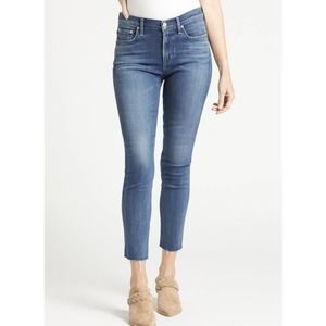 Agolde Sophie Stretch Raw Hem Medium Wash Midrise skinny Jeans, 26